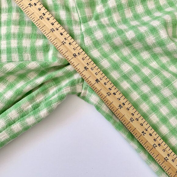 Zara Gingham Checkerboard Wide Leg Trouser Dress Pants Green White Dopamine Boho - Picture 13 of 16